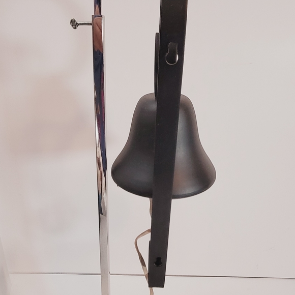 1950s Captains Bell Wall Mounted Black Metal Leather Cord NOS with Box Clang - Picture 8 of 11